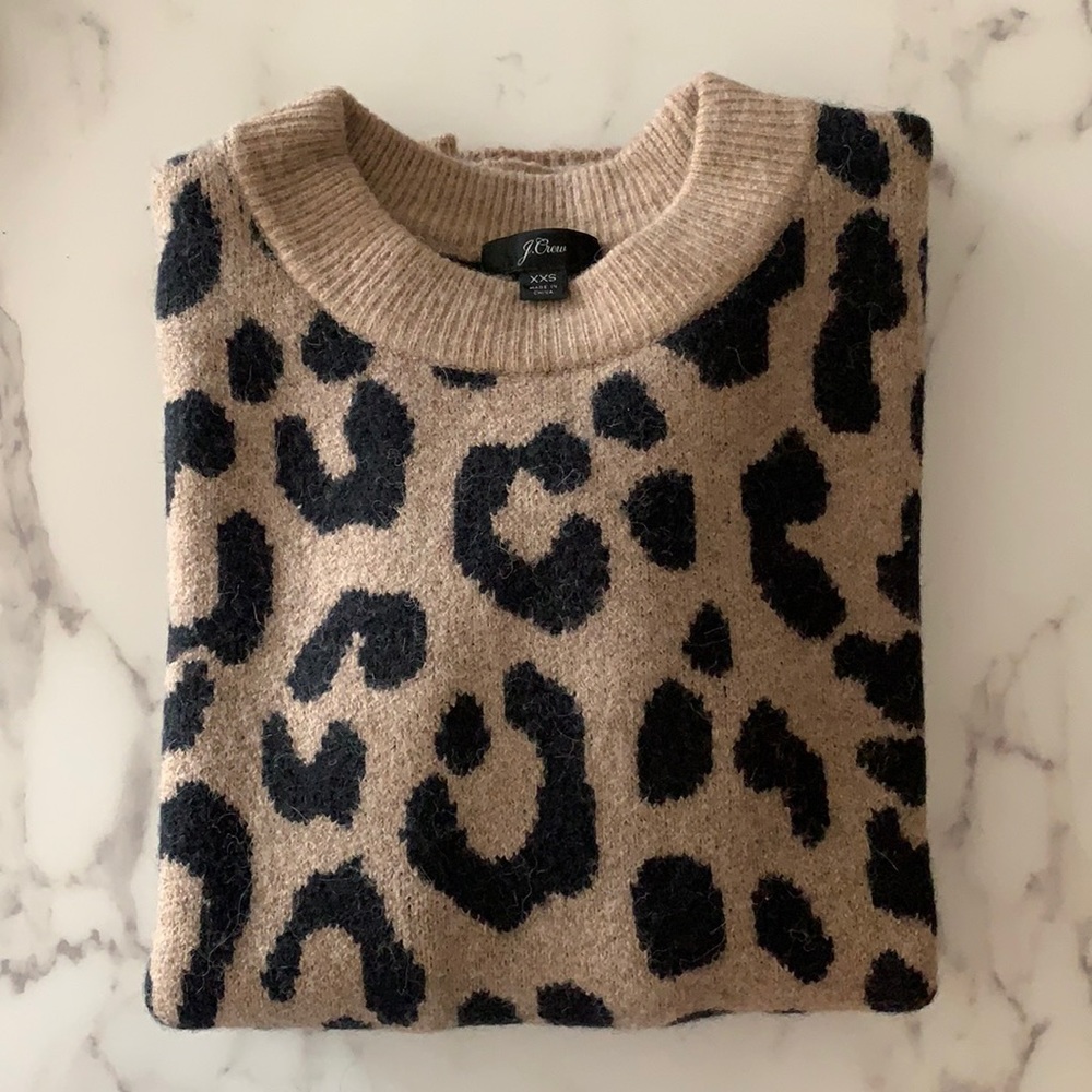 NWT J Crew Leopard Print Crewneck Sweater